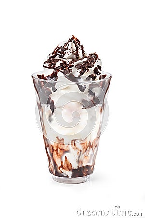 Mousse Sundae in Glass â€“ Chocolate and Vanilla Dessert Stock Photo